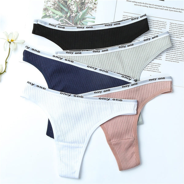 3Pcs/Lot Women's Cotton G-String Thong Panties String Underwear Sexy Lingerie Pants Intimate Ladies Letter Low-Rise
