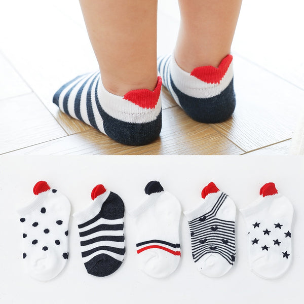 5Pairs/lot 0-2Y Cute Lovely Short Baby Socks Red Heart