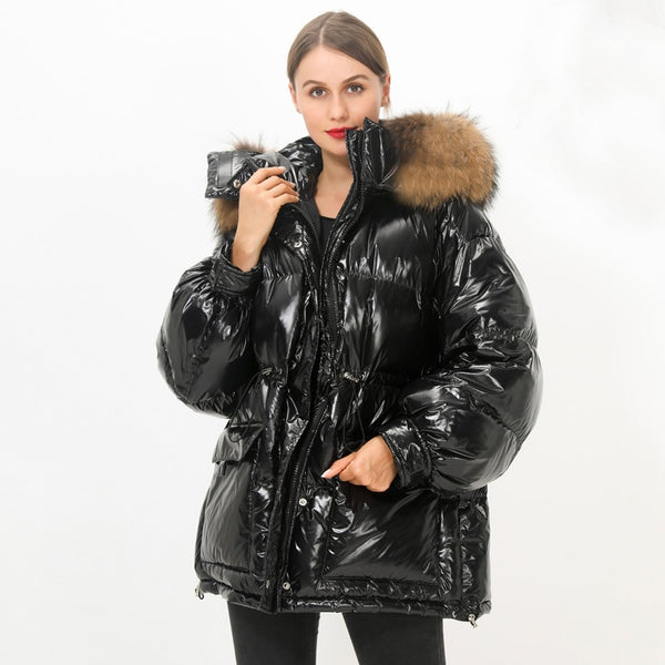 White Duck Down Jacket 2020 Big Natural Fur Hooded Winter Down Coat Women Puffer Jacket Female Long Waterproof Parka