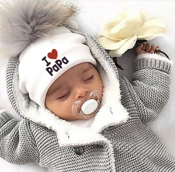 girl newborn cotton hats baby pom pom photo props i love mama papa children's kids hat  boy toddler girl cap bonnet infant hats