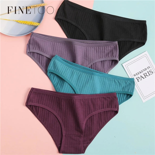 Women's Cotton Panties 3Pcs Soft Striped Women Underpants Solid Girls Briefs Sexy Female Lingerie M-XL Comfort Underwear