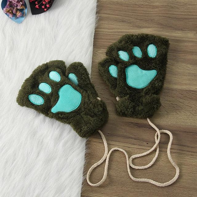 Winter Warm Thickening Wool Gloves Knitted Flip Fingerless Exposed Finger Thick Gloves Without Fingers Mittens Glove Women