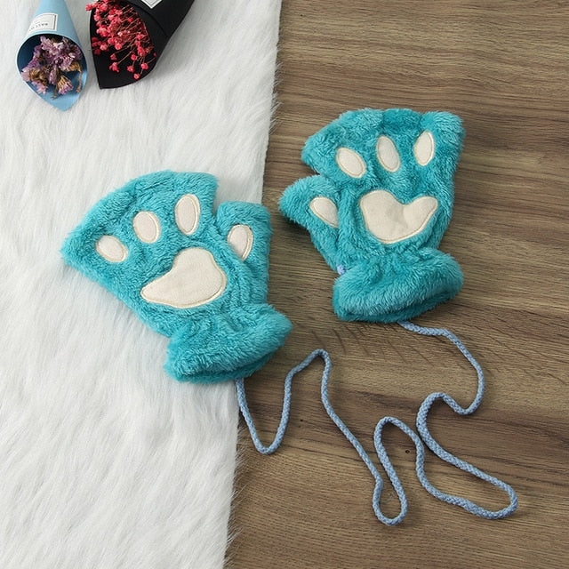Winter Warm Thickening Wool Gloves Knitted Flip Fingerless Exposed Finger Thick Gloves Without Fingers Mittens Glove Women