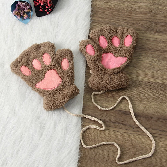 Winter Warm Thickening Wool Gloves Knitted Flip Fingerless Exposed Finger Thick Gloves Without Fingers Mittens Glove Women