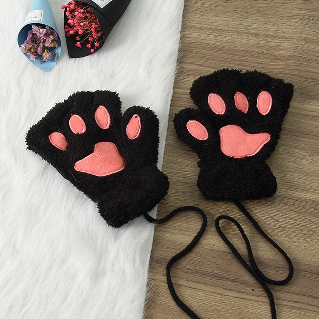 Winter Warm Thickening Wool Gloves Knitted Flip Fingerless Exposed Finger Thick Gloves Without Fingers Mittens Glove Women