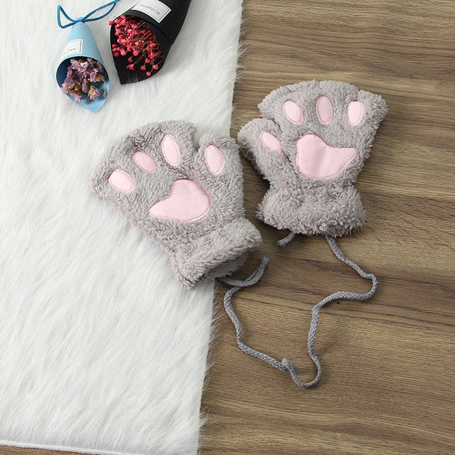 Winter Warm Thickening Wool Gloves Knitted Flip Fingerless Exposed Finger Thick Gloves Without Fingers Mittens Glove Women