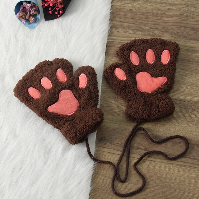 Winter Warm Thickening Wool Gloves Knitted Flip Fingerless Exposed Finger Thick Gloves Without Fingers Mittens Glove Women
