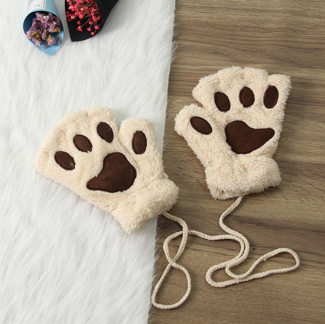 Winter Warm Thickening Wool Gloves Knitted Flip Fingerless Exposed Finger Thick Gloves Without Fingers Mittens Glove Women