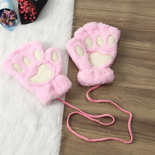 Winter Warm Thickening Wool Gloves Knitted Flip Fingerless Exposed Finger Thick Gloves Without Fingers Mittens Glove Women