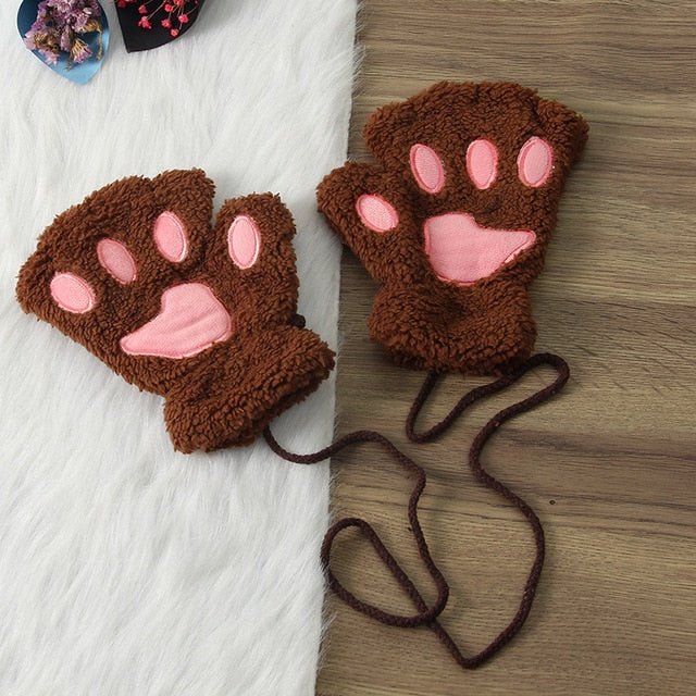 Winter Warm Thickening Wool Gloves Knitted Flip Fingerless Exposed Finger Thick Gloves Without Fingers Mittens Glove Women