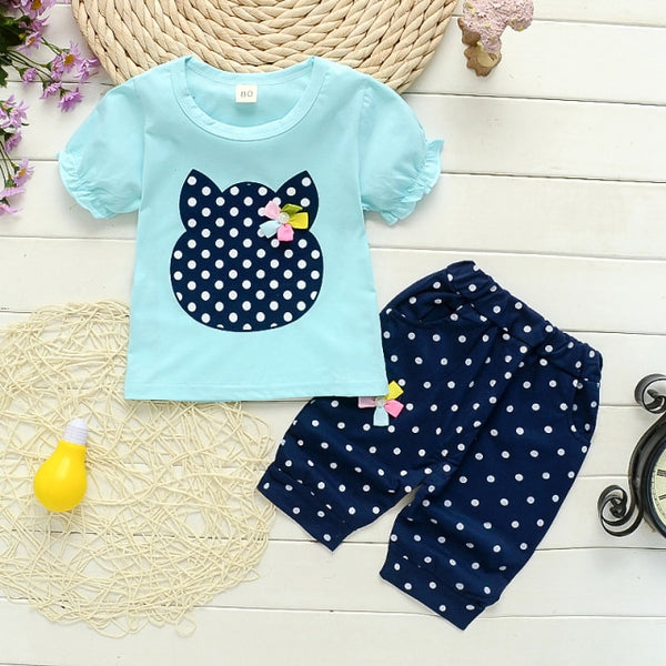 summer girls clothing set 2pcs tracksuit children cotton kids cartoon outfits short sleeve baby girls clothes sets